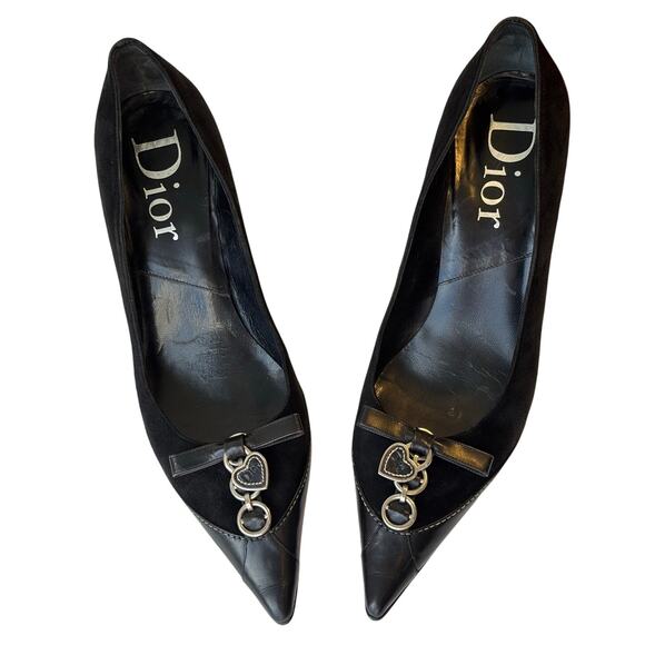 Christian DIOR Kitten Heels Heart Locket Charms Pumps 0606 Size 40 EU | US 9 - Picture 1 of 10